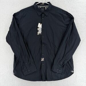 Cactus Man Shirt‎ Mens 3XL Black Polka Dot Long Sleeve Button Front Ricky Singh